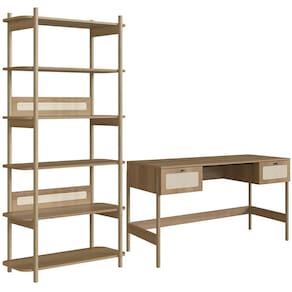Estante Livreiro Home Office E Mesa Escrivaninha Pés Madeira Moss A03 Hanover Roble