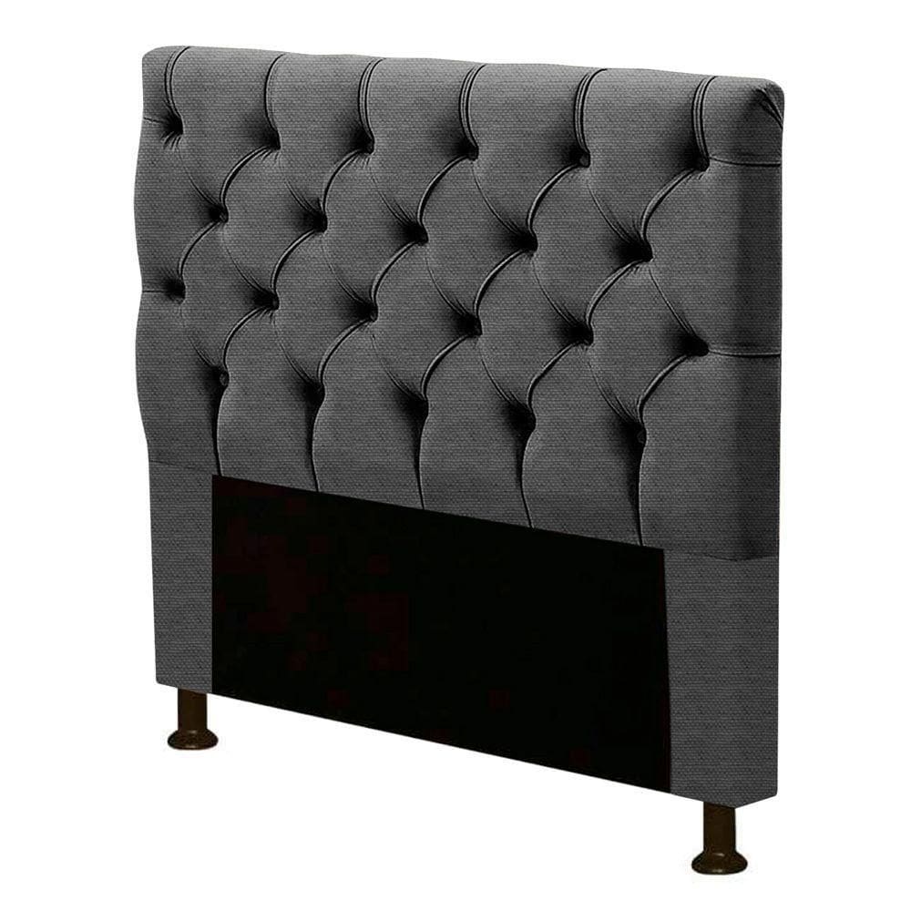 Cabeceira Estofada Box Solteiro Cristal 90cm Linho Grafite