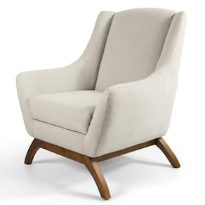 Poltrona Juliet Base De Madeira B-370 Linho Bege Cru - Domi