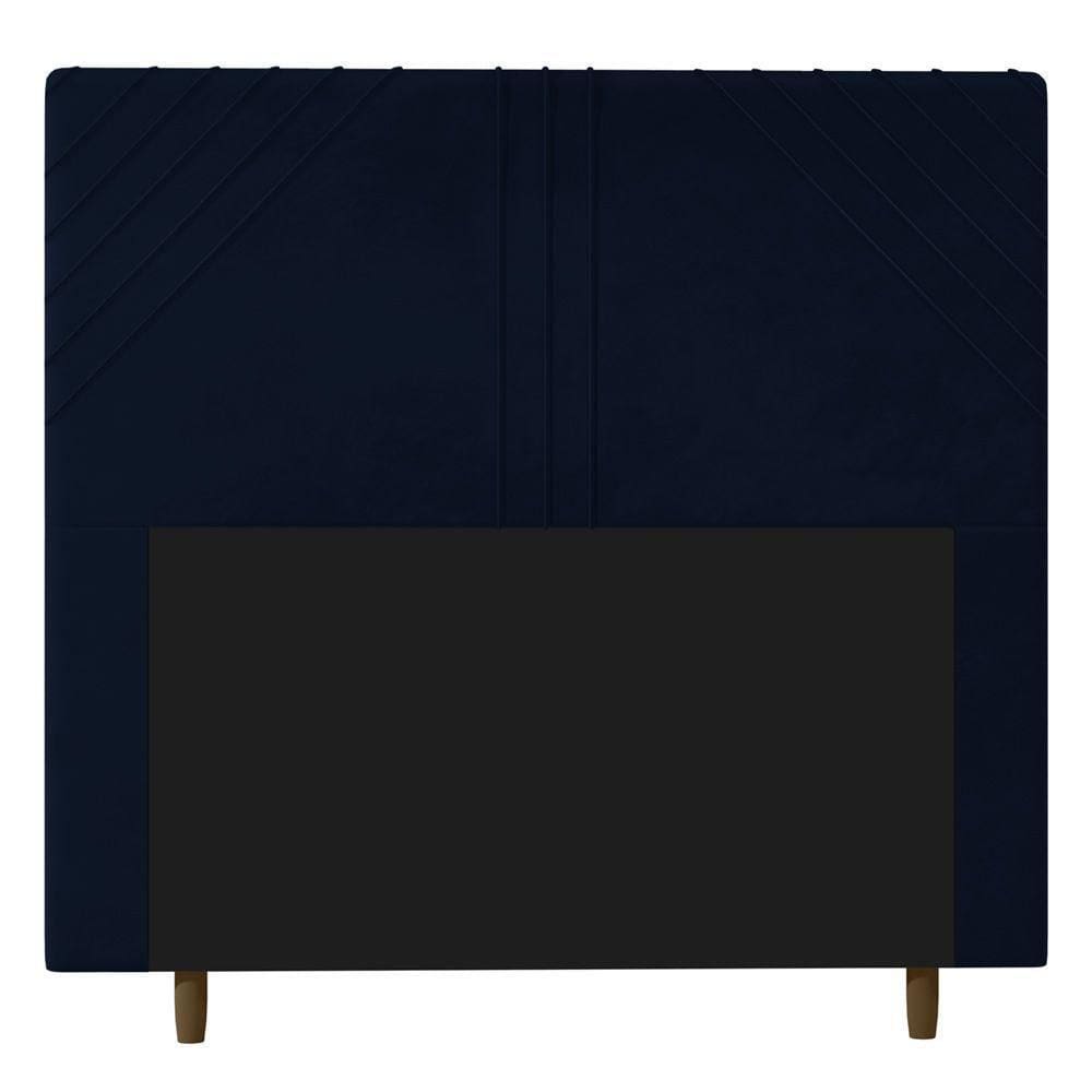Cabeceira Cama Box Casal Lisboa 140cm Veludo Azul Marinho