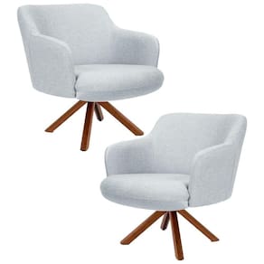 Kit 2 Poltronas Base Madeira Jade C-315 Linho Cinza