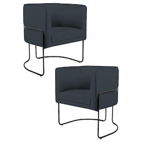 Kit 2 Poltronas Decorativas Base Aço Betina C-465 Linho Chumbo - Domi