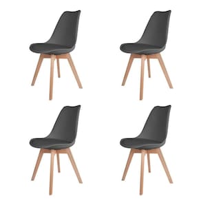 Kit 4 Cadeiras Estofadas C/ Encosto P/ Mesa De Jantar Cinza