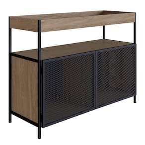 Balcão Buffet Para Sala De Jantar 2 Portas Pés Metálicos York Hanover/preto