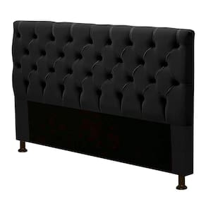 Cabeceira Box Casal Queen Size Cristal 160cm Suede Preto
