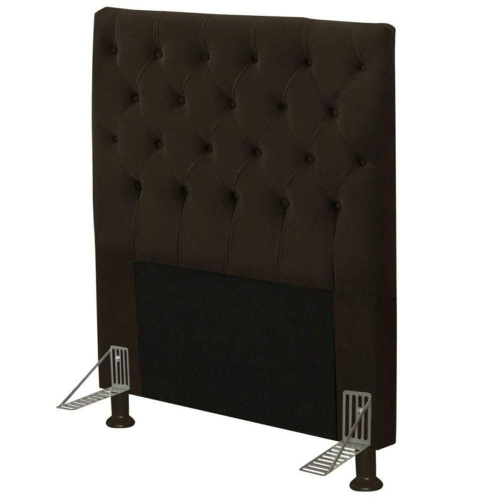 Cabeceira Cama Box Solteiro 90Cm Cristal Suede Chocolate