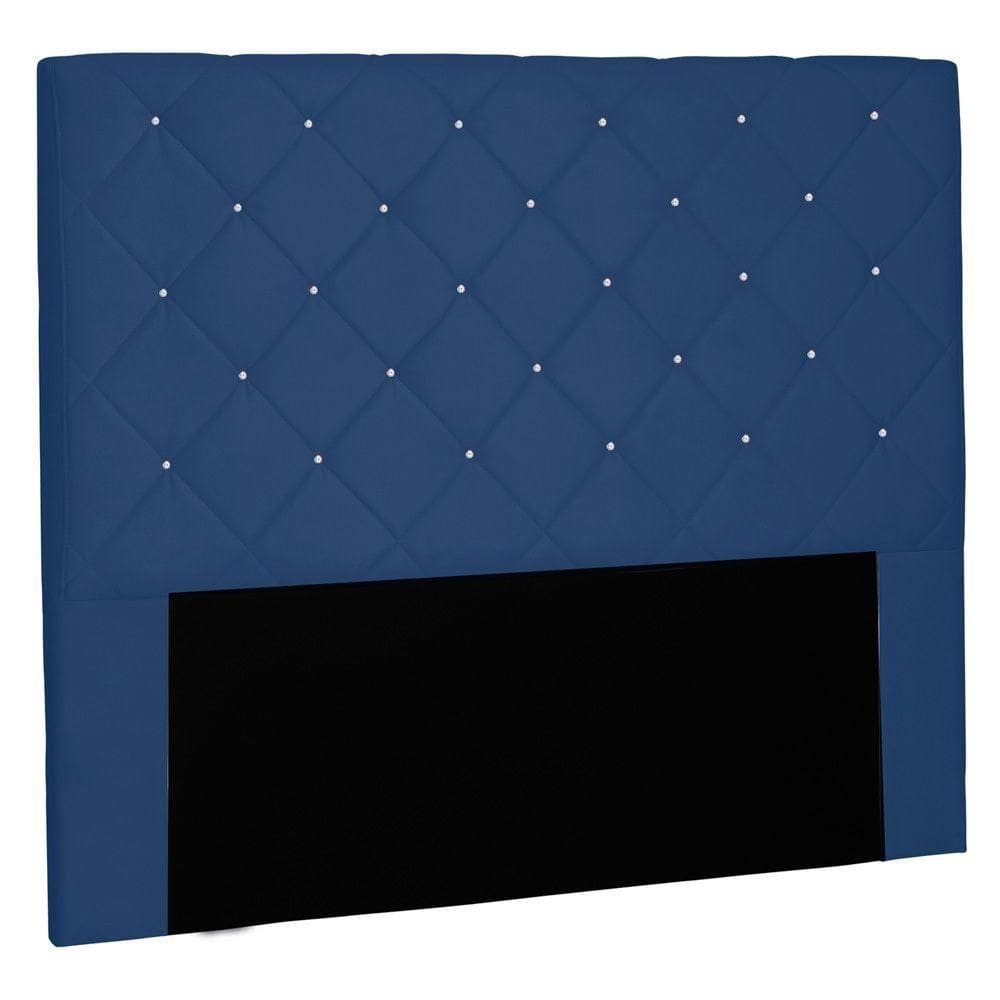 Cabeceira Estofada Box Casal Queen Size 160cm Azul Marinho
