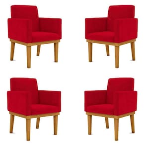 Kit 4 Cadeiras Reforçada Escritório Poltrona vermelho