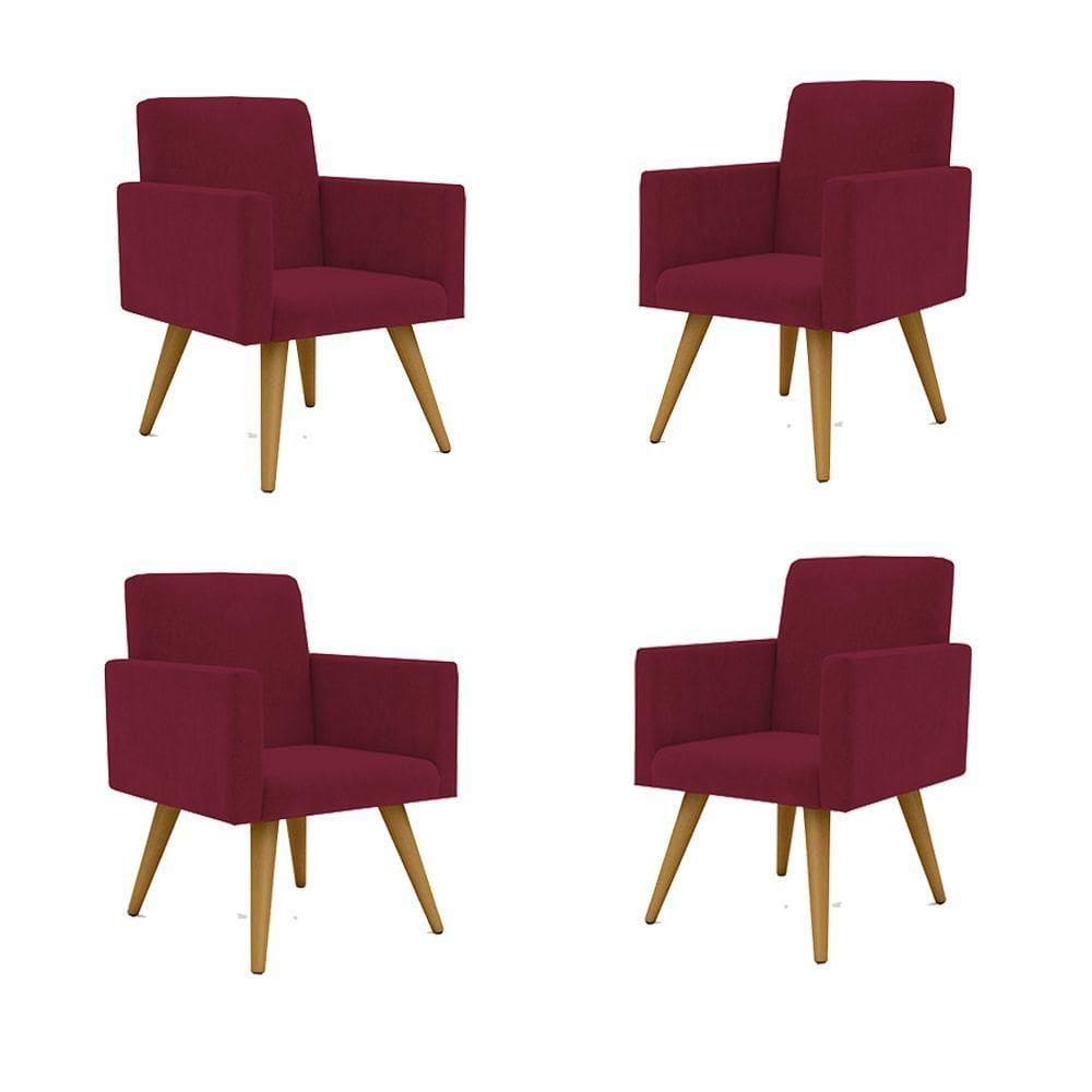 Kit 4 Cadeiras Escritório Poltrona marsala