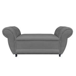 Divã Recamier Com Baú Grécia 1,55 Cm Suede Grafite