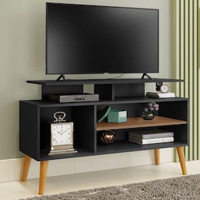 Rack Para Tv Leo Preto E Canela