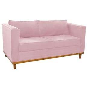 Sofá 2 Lugares Europa Suede Doce Sonho Móveis Cor Rosa Bebê