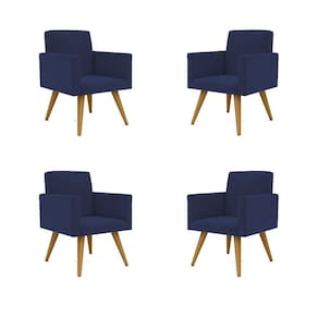 Kit 4 Cadeiras Escritório Poltrona azul Marinho