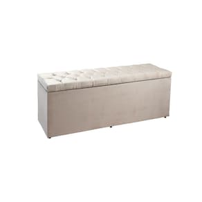 Recamier Sofá Baú Madrid 1,40 Cm Suede Bege