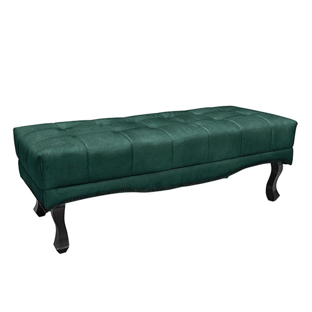 Recamier 140cm Loewe Veludo Pés De Madeira Verde Floresta