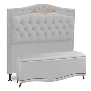 Cabeceira E Calçadeira Baú Queen Size Belize 160Cm Branco