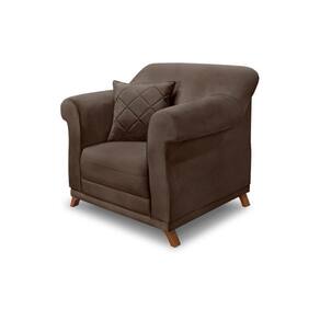 Poltrona Decorativa C/1 Almofada Veludo Marrom