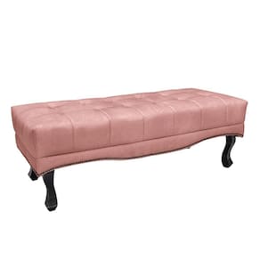 Recamier Decorativo 140cm Loewe Veludo Pés De Madeira Rosa