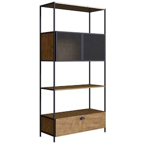 Estante Livreiro 2 Portas 1 Gaveta Estilo Industrial York Vermont/preto