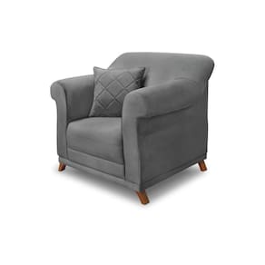 Poltrona Decorativa C/1 Almofada Veludo Cinza