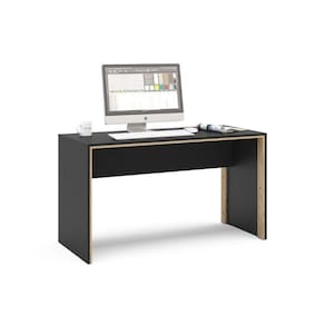 Mesa Los Angeles 135cm Em Mdp Politorno Preto Com Carvalho Claro