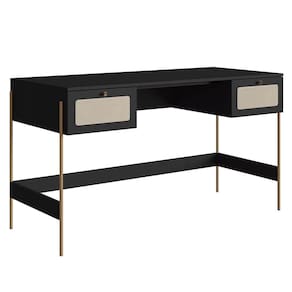 Mesa Escrivaninha Home Office Pé Metal Arlo A10 Nero-dourado - Mpozenato