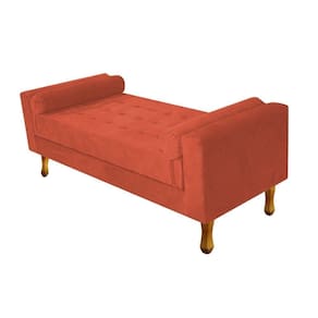 Recamier Baú Félix Solteiro 90cm Suede Terracota Doce Sonho