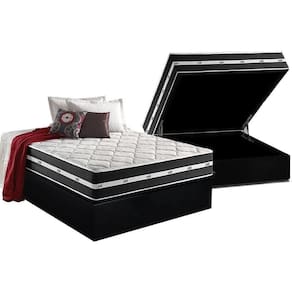 Cama Box Baú Casal: Colchão Molas Ensacadas Superlastic Classic + Base Crc Suede Black (138x188)