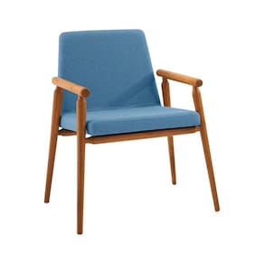 Cadeira Decorativa Sala De Jantar Sidnei Linho Azul - Gran Belo
