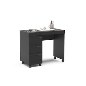 Mesa Osaka 90cm Com 3 Gavetas Com Rodízio Politorno Preto
