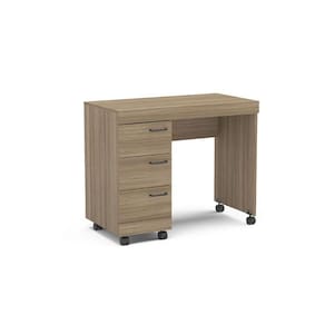 Mesa Osaka 90cm Com 3 Gavetas Com Rodízio Politorno Castanho