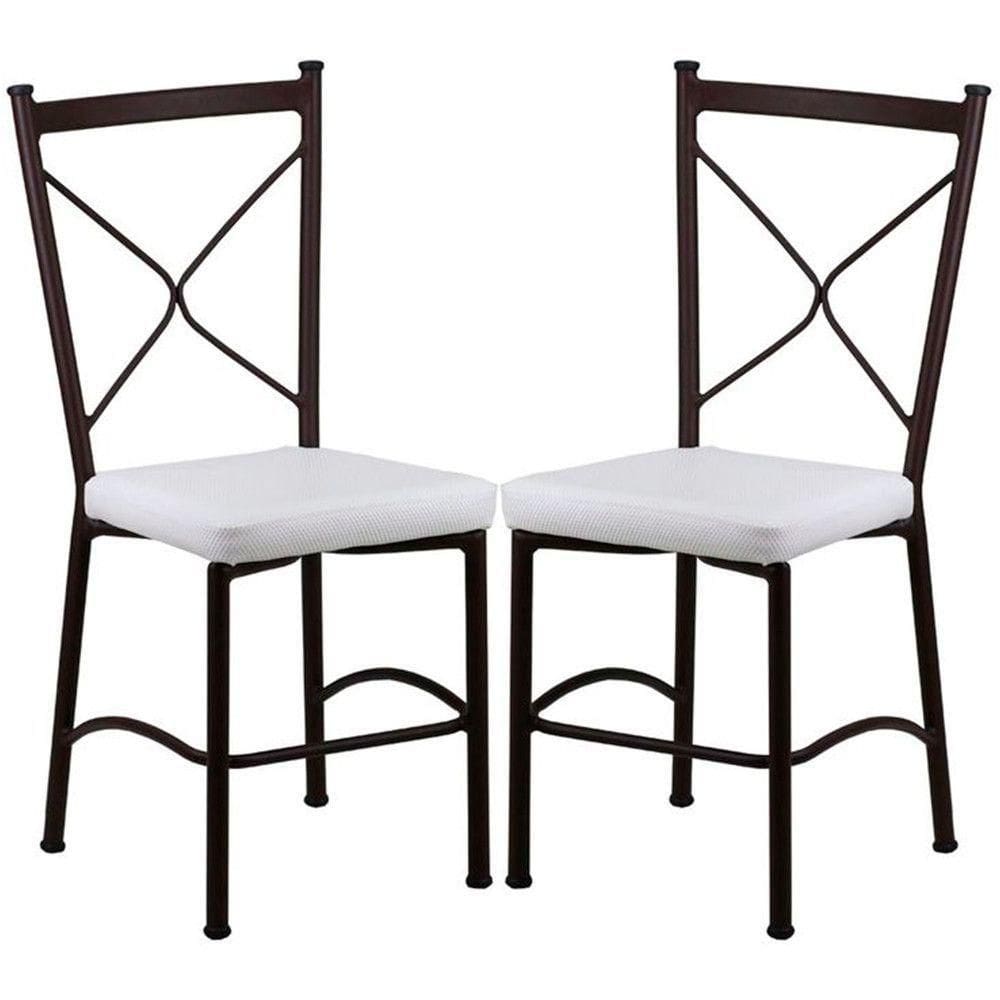 2 Cadeira Buffet Em Alumínio Para Cozinha, Restaurante, Marrom Com Branco