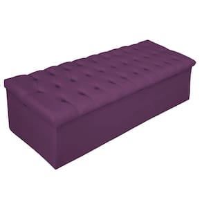 Calçadeira Baú Mel 195 Cm King Size Com Capitonê Suede Roxo