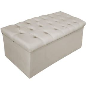 Calçadeira Baú Estofada Mel 90 Cm Solteiro Suede Bege