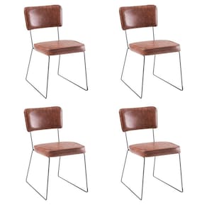 Kit 4 Cadeiras De Jantar Decorativa Base Aço Preto Luigi Pu Caramelo - Gran Belo