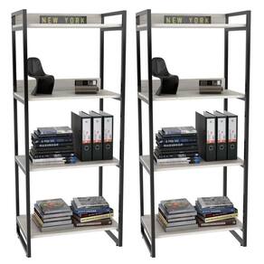 Kit 2 Estante Livreiro Multiuso Prisma Estilo Industrial 60Cm 4 Prateleiras C08 Snow - Mpozenato