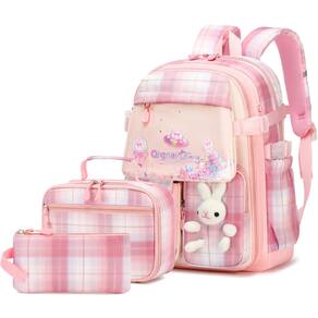 Mochila Gazigo Girls com lancheira para escola primária rosa