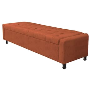 Calçadeira Baú King Everest P02 195cm Para Cama Box Suede - Doce Sonho Móveis Terracota