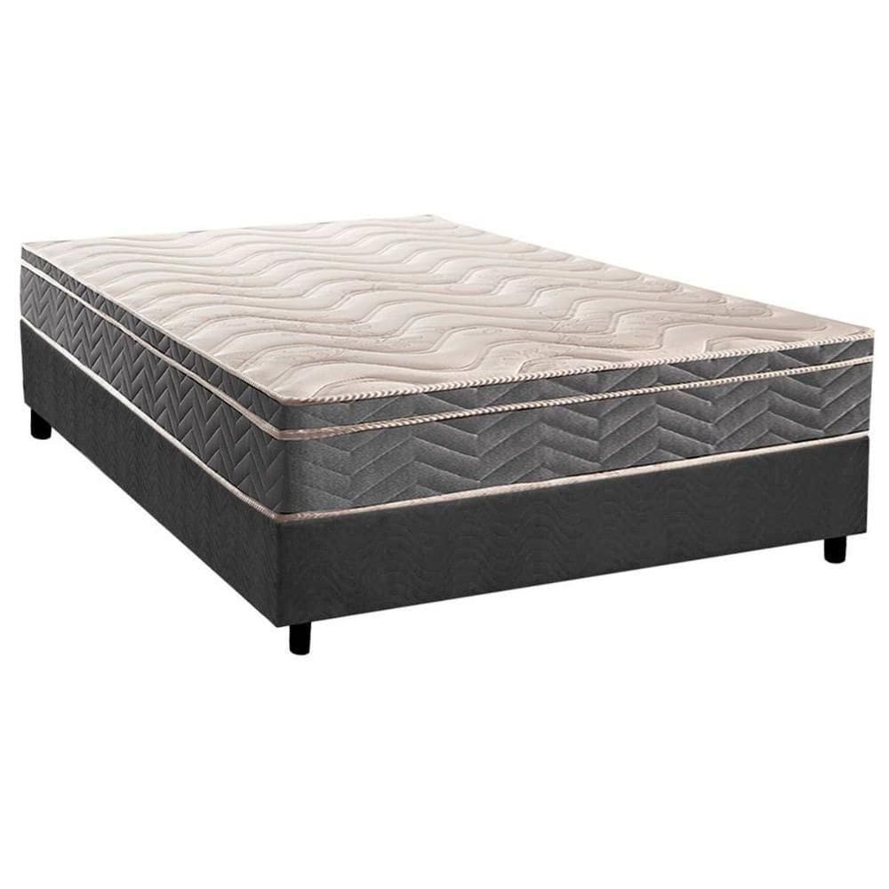 Cama Box Casal: Colchão Ortopédico Paropas D45 Anatômico Confort Mega Firme + Base Crc Suede Gray (138x188)