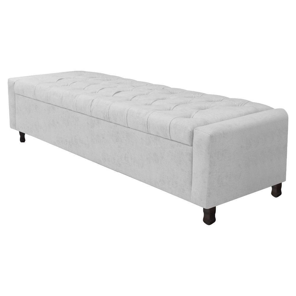 Calçadeira Baú Queen Everest P02 160cm Para Cama Box Corano - Doce Sonho Móveis Branco