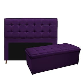 Cabeceira E Calçadeira Copenhague 140 Cm Casal Suede Roxo