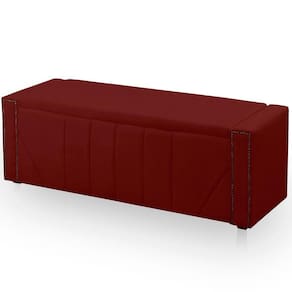 Calçadeira Baú Casal King Size Estofada Toronto Veludo Cor Marsala