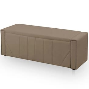 Cabeceira Casal Estofada Para Cama Box Ayla Veludo Cor Capuccino