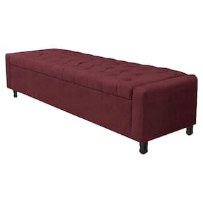 Calçadeira Baú Casal Everest P02 140cm Para Cama Box Suede Bordô