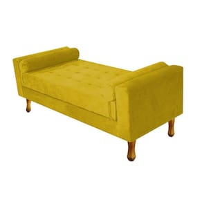 Recamier Félix Solteiro 120Cm Suede Amarelo