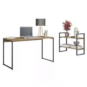 Conjunto Escritorio Mesa E Nicho Industrial Crome 03 Freijo Preto Kappesberg Freijo Preto