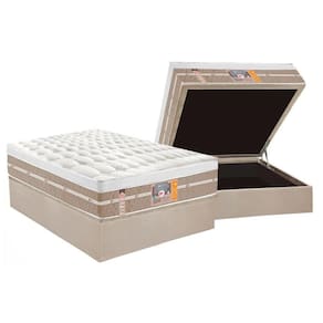 Conjunto Box Baú Casal: Colchão Molas Castor Ensacadas Silver Star Air + Base Crc Suede Clean (138x188)