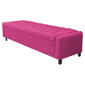 Calçadeira Baú Queen Everest P02 160cm Para Cama Box Suede - Doce Sonho Móveis Pink