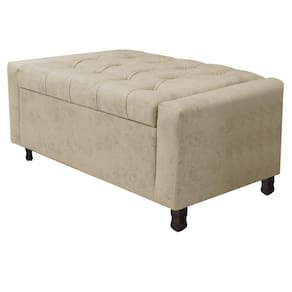 Calçadeira Baú Solteiro Everest P02 90cm Para Cama Box Corano Bege