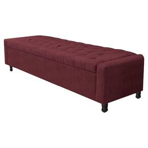 Calçadeira Baú King Everest P02 195cm Para Cama Box Suede - Doce Sonho Móveis Bordô